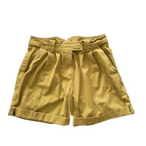 Burberry Brit Women’s Pleated Bermuda Shorts Sz 6 Cuffed Chino Mustard‎ Yellow